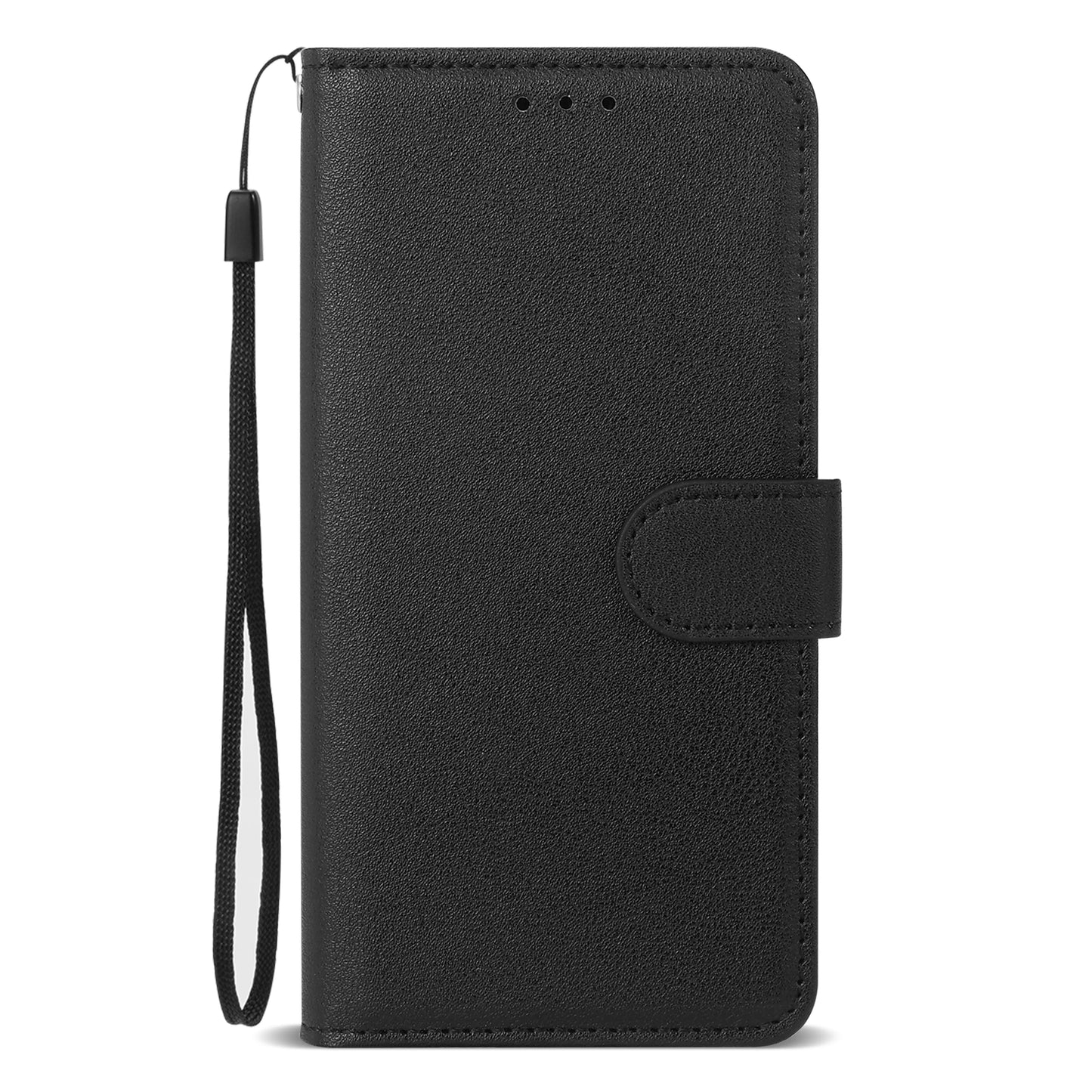 Leather Flip Wallet Case with Strap & Stand for iPhone Models