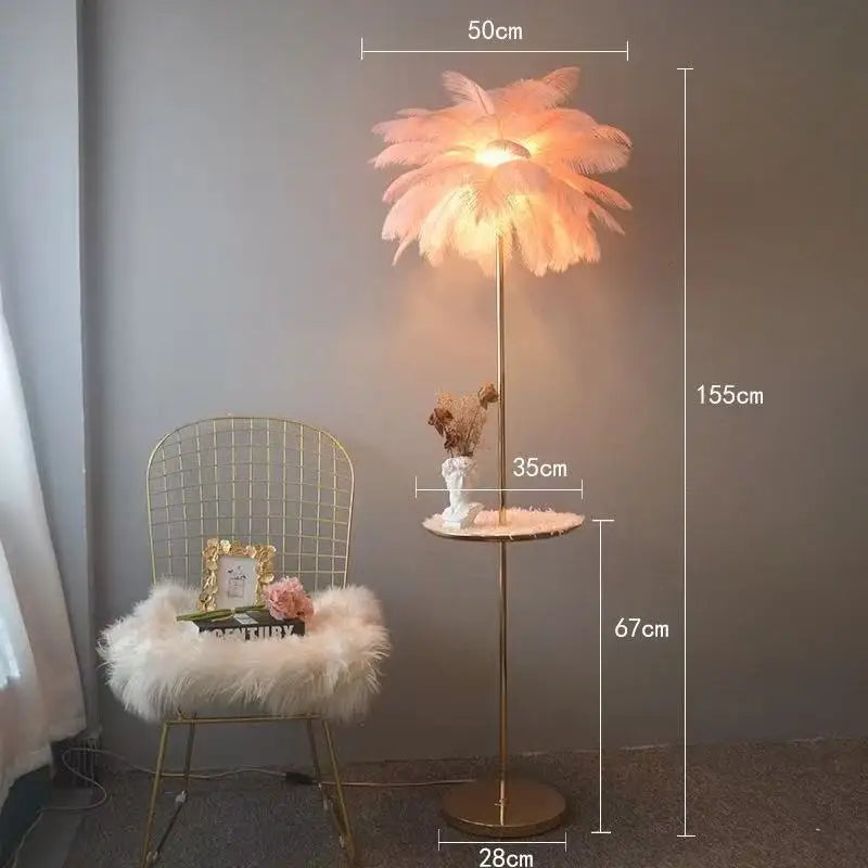 Nordic Ostrich Feather LED Floor Lamp with E27 Base
