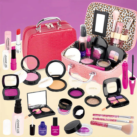 Kids Pretend Makeup Set With Bag - 12 Piece Play Cosmetics Kit