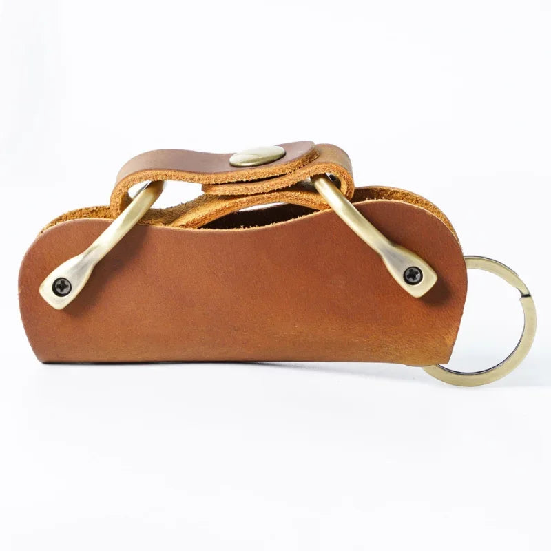 Genuine Leather Car Key Holder Wallet with Compact EDC Organizer Design
