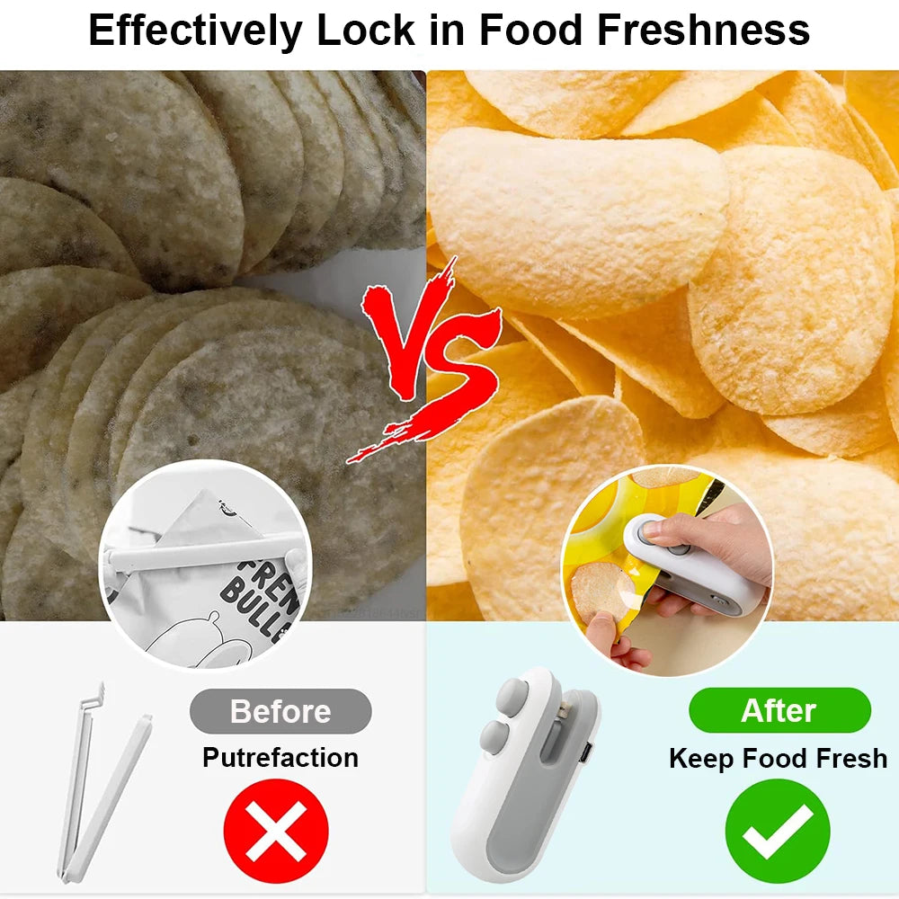 2-in-1 Rechargeable Mini Bag Sealer - Heat Cutter Food Storage Tool