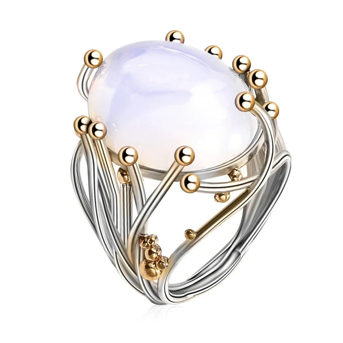 Champagne Crystal Square Statement Ring with 18K Gold Plating