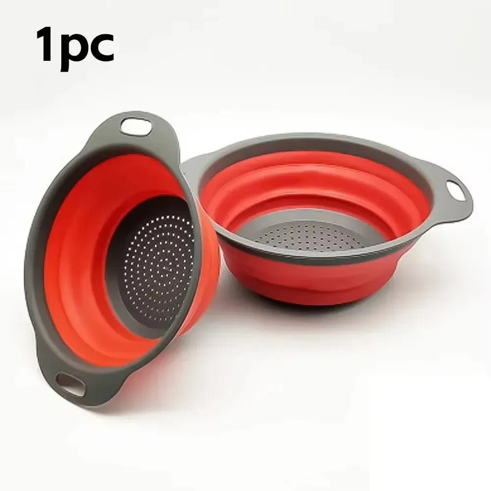 Collapsible Silicone Drain Basket and Foldable Kitchen Colander