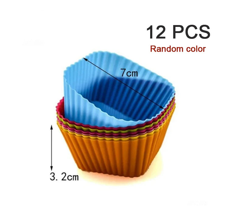 12-Piece Reusable Silicone Cupcake Mold Set for Muffins and Desserts