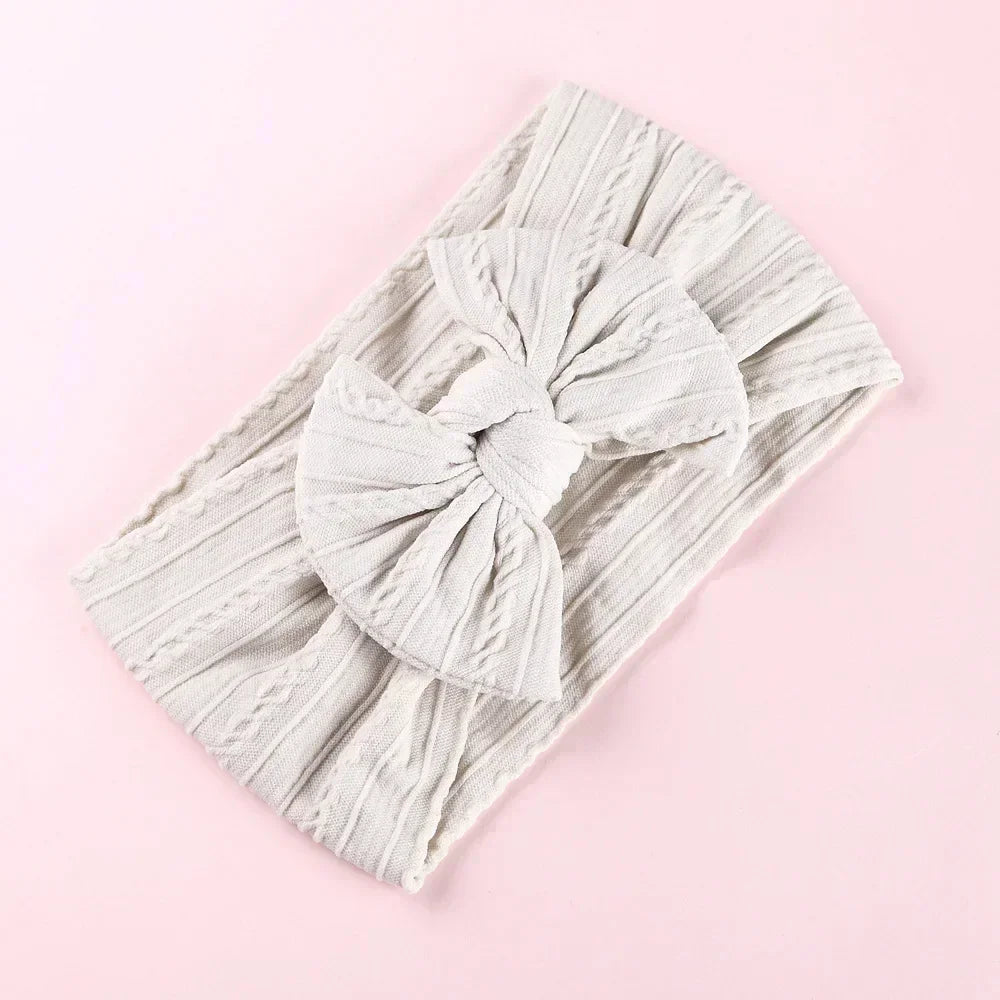 Elastic Jacquard Bow Headband for Newborn Baby Girls