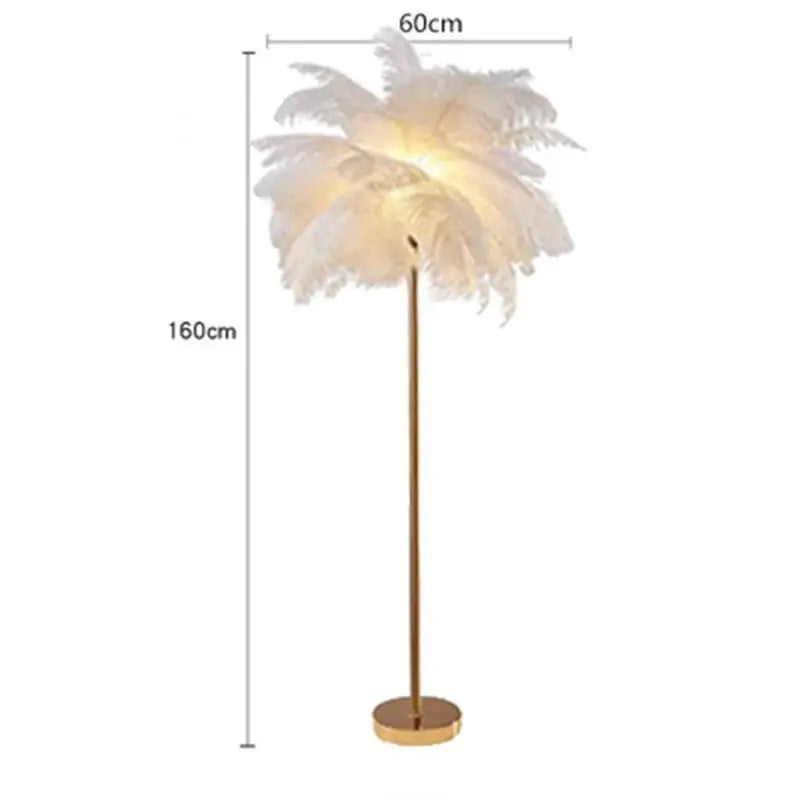 Nordic Ostrich Feather LED Floor Lamp with E27 Base