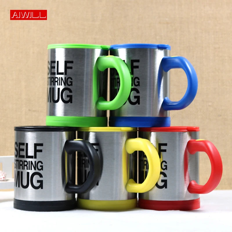 Self-Stirring Stainless Steel Coffee Mug with Color Options