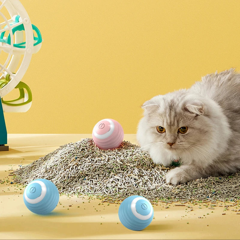 Smart Automatic Rolling Cat Ball Toy with Silicone Body & Type-C Cable