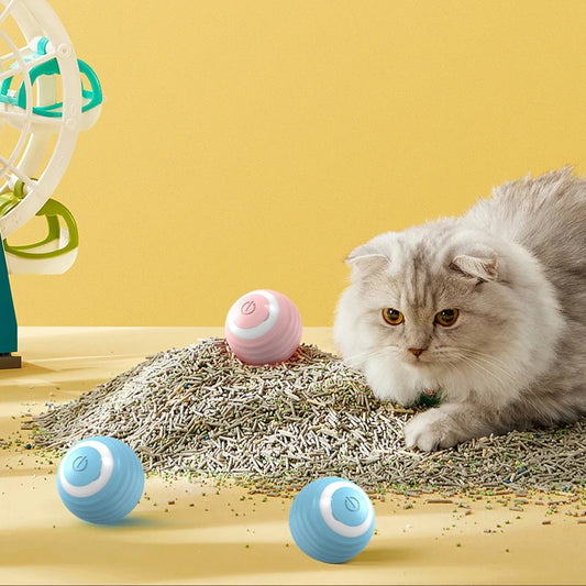 Smart Automatic Rolling Cat Ball Toy with Silicone Body & Type-C Cable