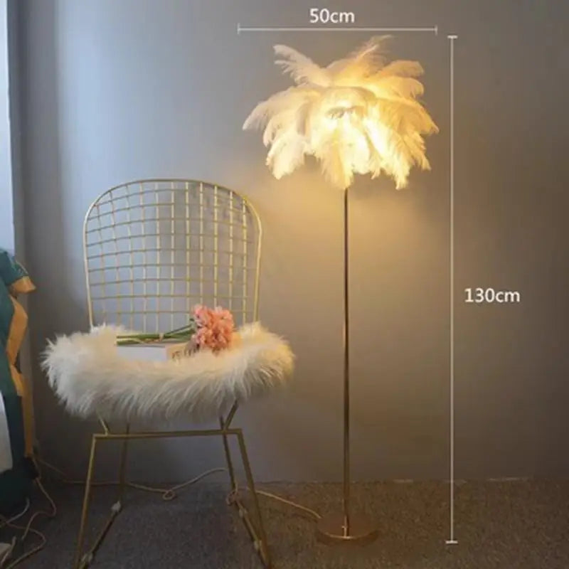 Nordic Ostrich Feather LED Floor Lamp with E27 Base