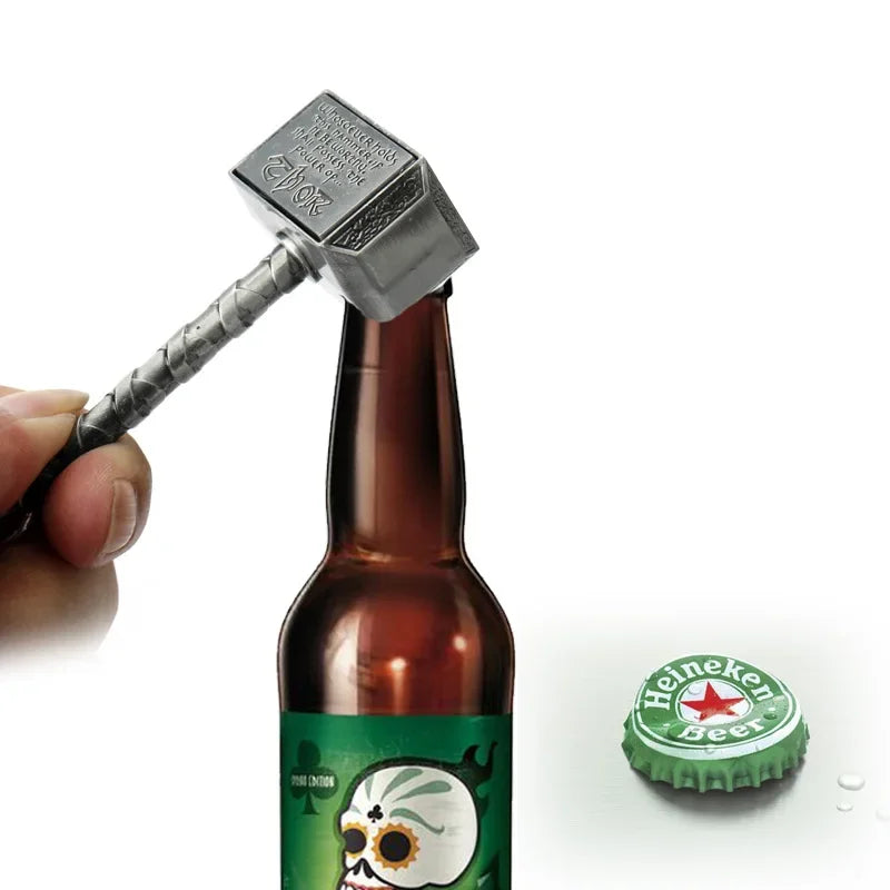 Thor Hammer Bottle Opener Keychain - Metal Fan Gift Holder