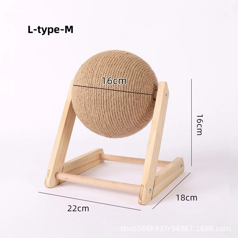 Sisal Cat Scratching Ball Toy with Wooden Board for Paw Grinding