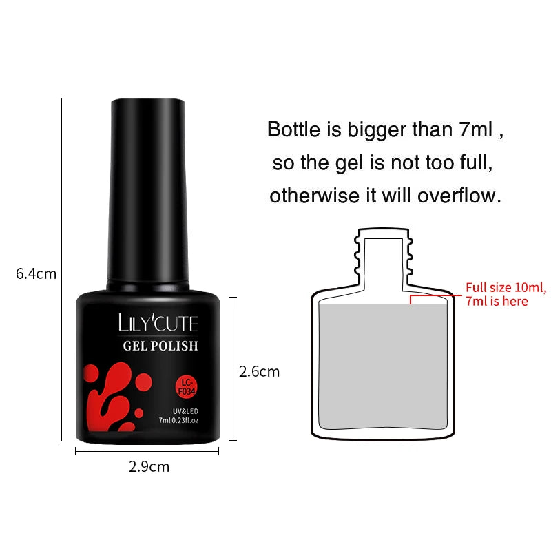 LILYCUTE 7ml UV LED Gel Nail Polish with 129 Color Options