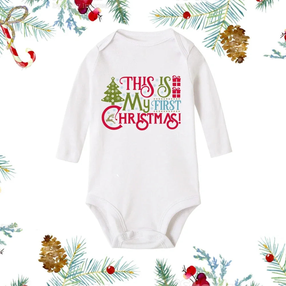 My First Christmas Long Sleeve Baby Romper