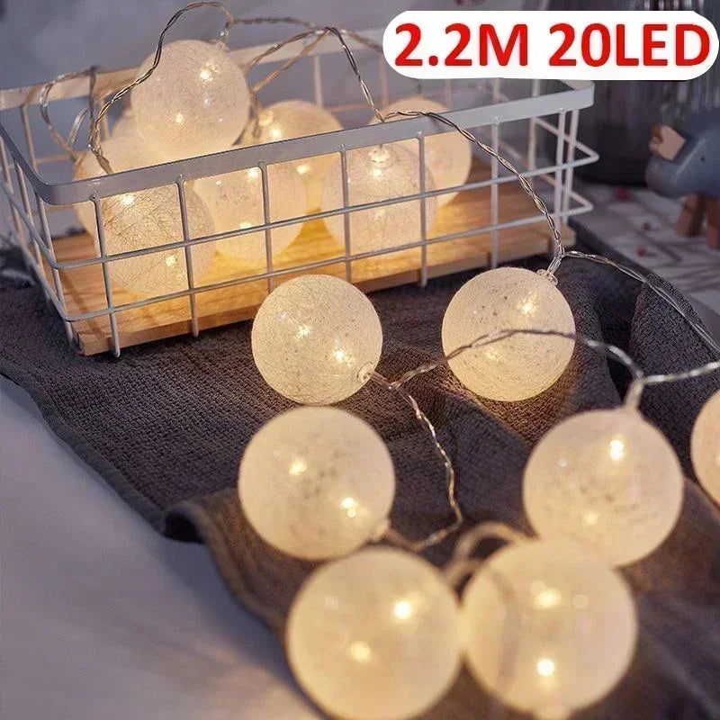 20-LED Rattan Ball String Lights with USB or Battery Power