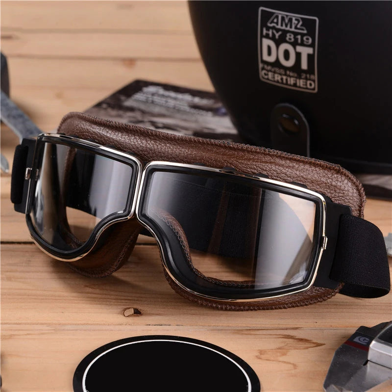 Retro Windproof Motorcycle Glasses - Folding Helmet Sunglasses