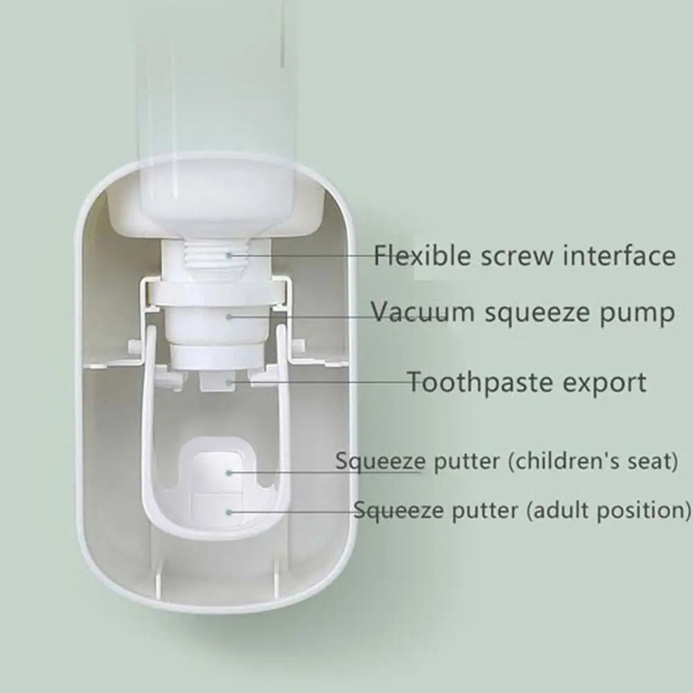 Wall-Mount Automatic Toothpaste Dispenser and Toothbrush Holder