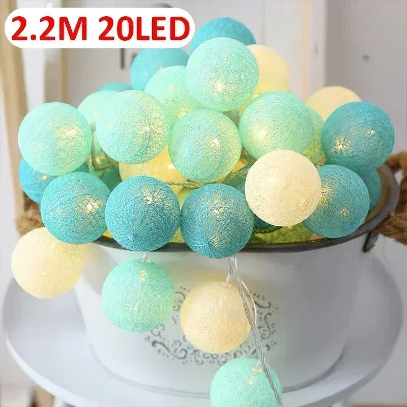 20-LED Rattan Ball String Lights with USB or Battery Power