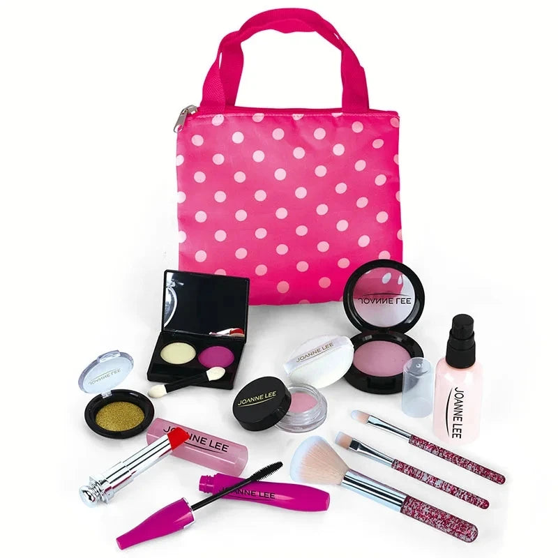 Kids Pretend Makeup Set With Bag - 12 Piece Play Cosmetics Kit