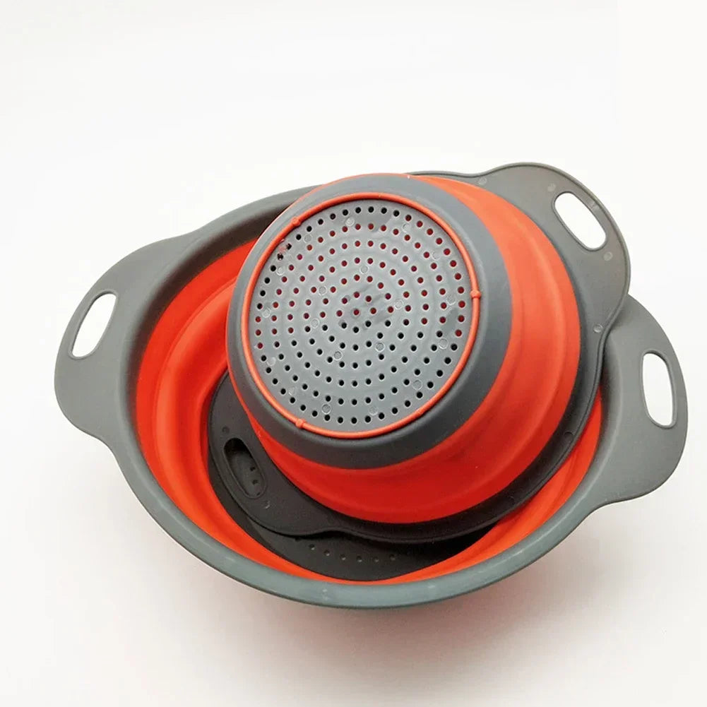 Collapsible Silicone Drain Basket and Foldable Kitchen Colander
