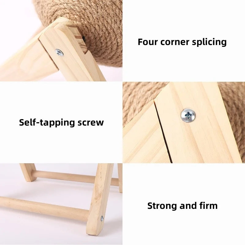 Sisal Cat Scratching Ball Toy with Wooden Board for Paw Grinding