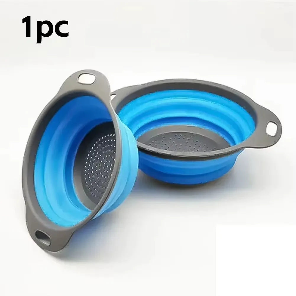 Collapsible Silicone Drain Basket and Foldable Kitchen Colander