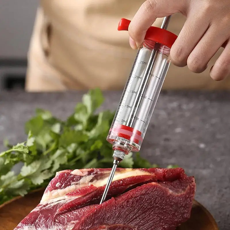 Stainless Steel Marinade Injector Syringe - BBQ Meat Flavor Needle