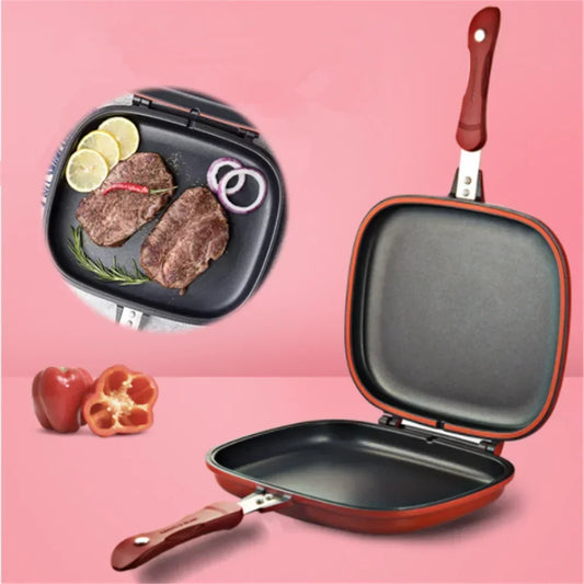 Double-Sided Nonstick Grill Frying Pan and Skillet