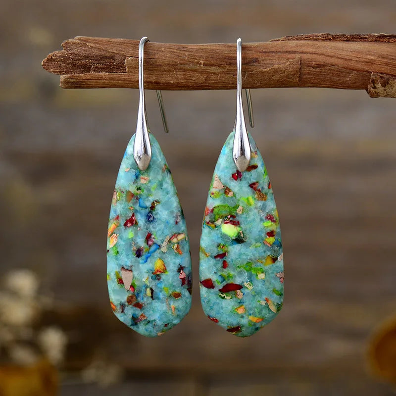 Bohemian Natural Stone Geometric Drop Earrings