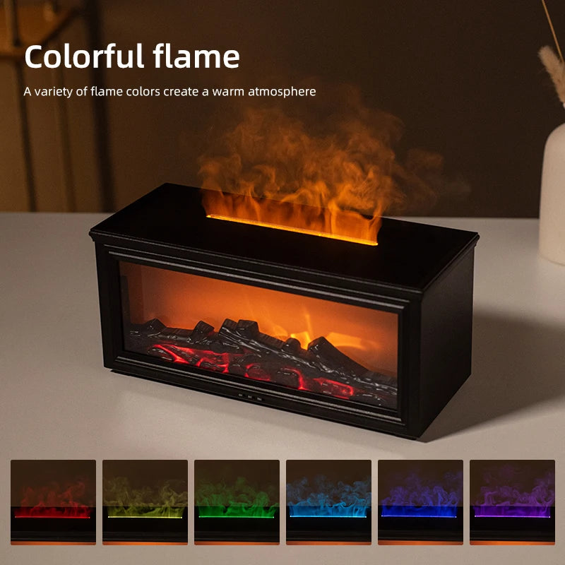Mini Flame Aroma Diffuser - 7-Color Fireplace Humidifier