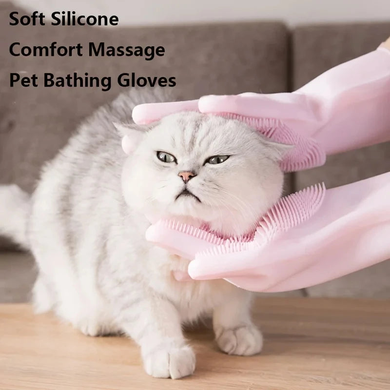 Rubber Pet Grooming Cleaning Glove for Dog & Cat Bathing