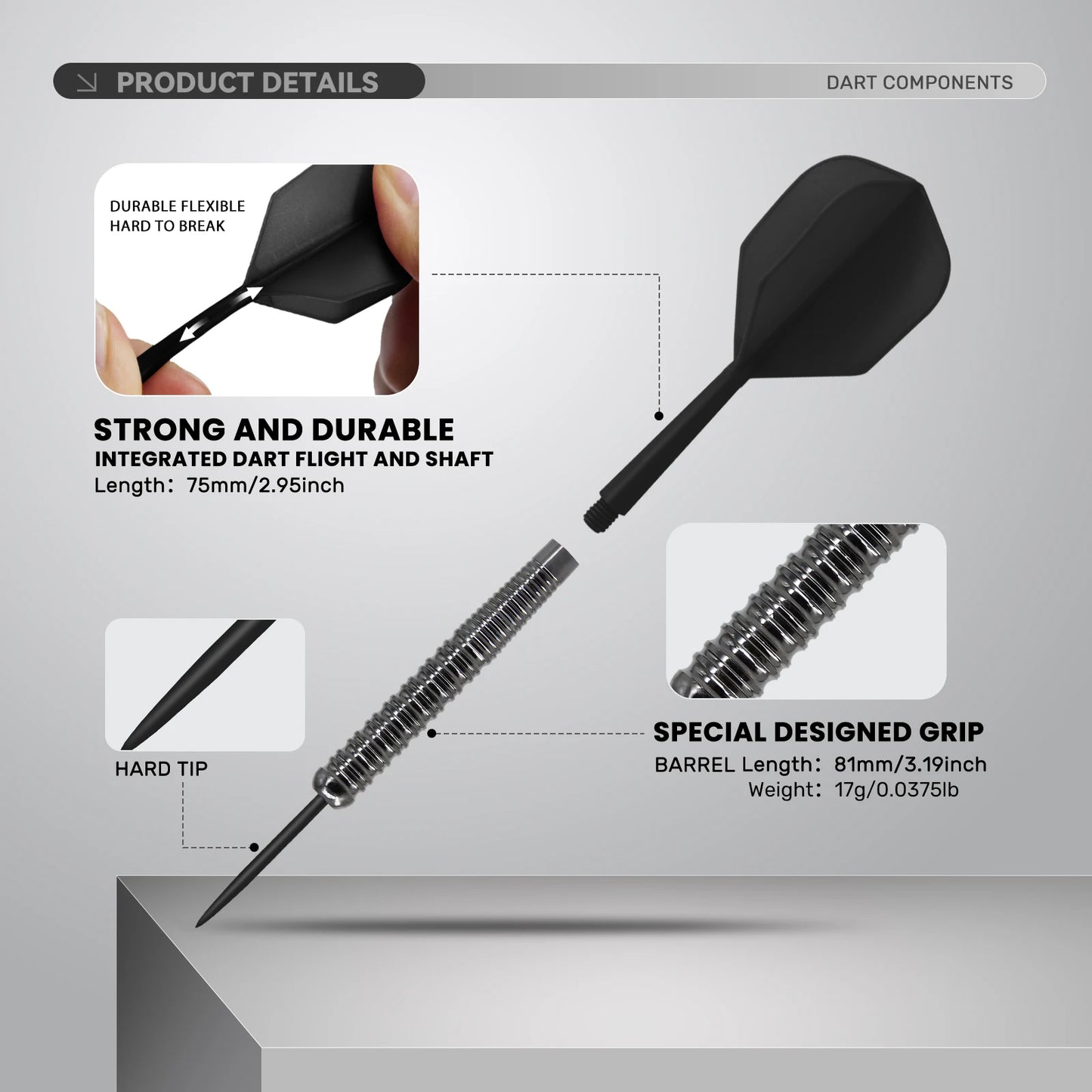 Huanqu 6-Piece Dart Set with Aluminum Shafts, Flights & O-Rings