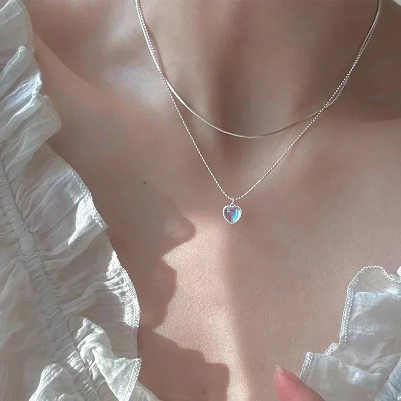 Sparkling Silver-Tone Clavicle Chain Necklace