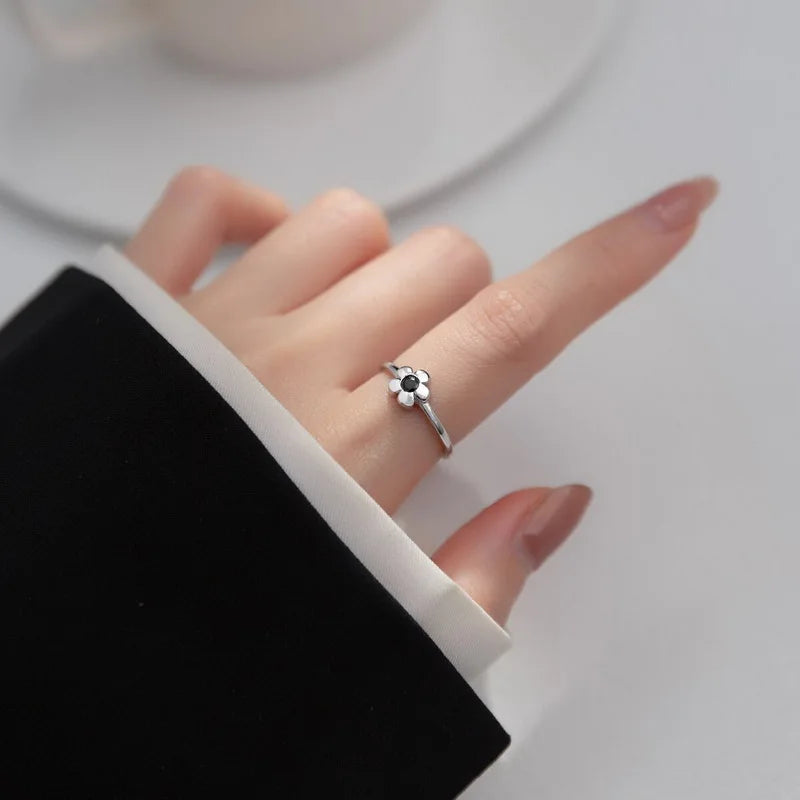 Zircon Flower Adjustable Open Ring for Women