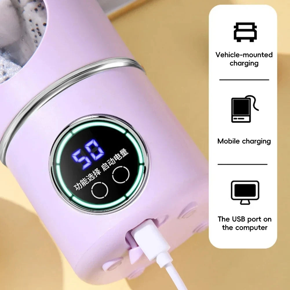 700ml Stainless Steel Portable Blender - 12-Blade USB Smoothie Maker