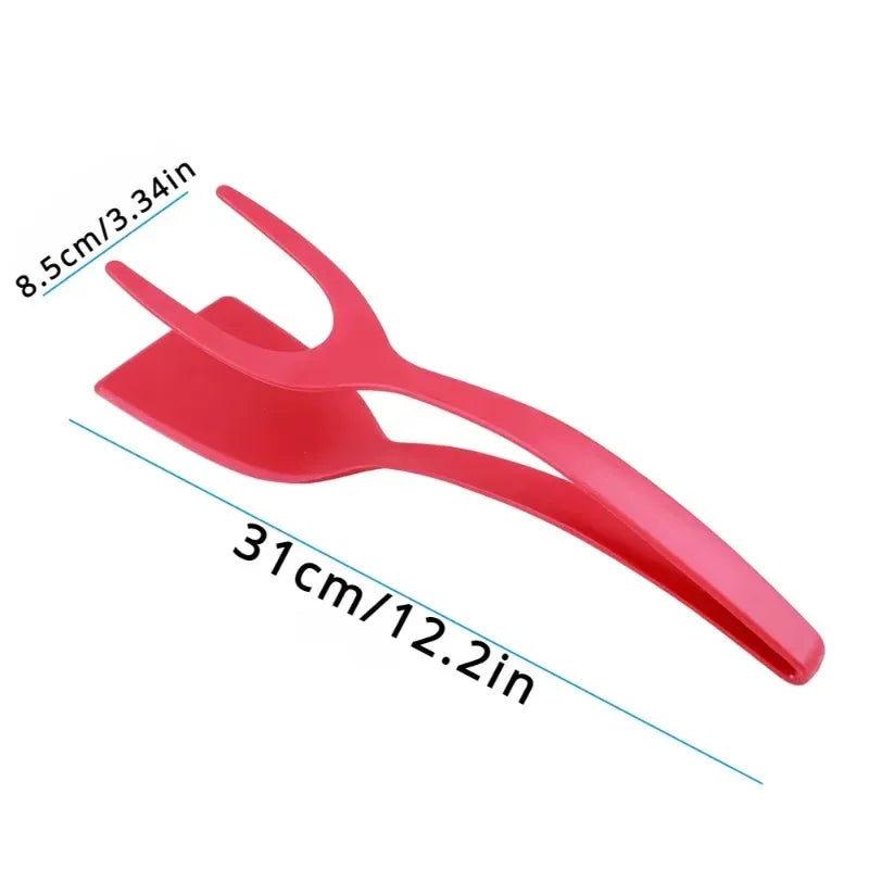 2-in-1 Nylon Flip Tongs with Egg Spatula and Steak Turner