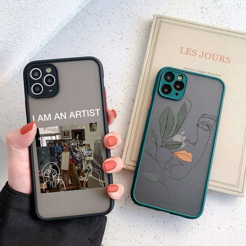 Retro Abstract Geometry Shockproof Phone Case for iPhone Models