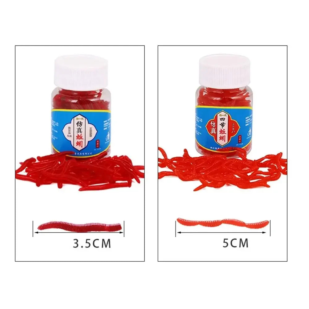 100-Piece Realistic Soft Bloodworm Fishing Lure Bottle for Bass & Bream