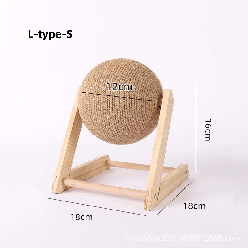 Sisal Cat Scratching Ball Toy with Wooden Board for Paw Grinding