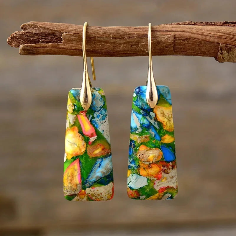 Bohemian Natural Stone Geometric Drop Earrings