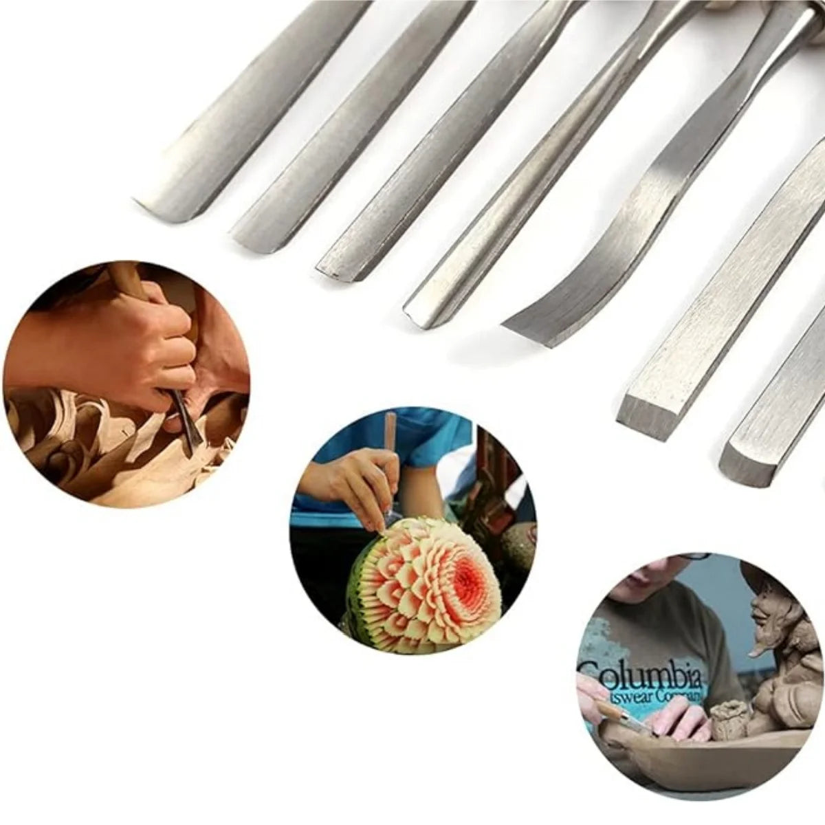 12-Piece Wood Carving Chisel Set - Gouge Knife Kit with Pouch