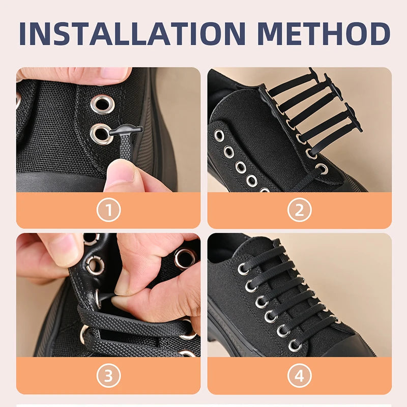 16-Piece No-Tie Silicone Shoelaces Set