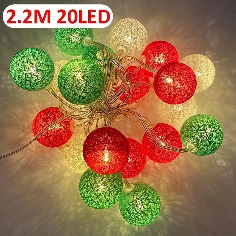 20-LED Rattan Ball String Lights with USB or Battery Power