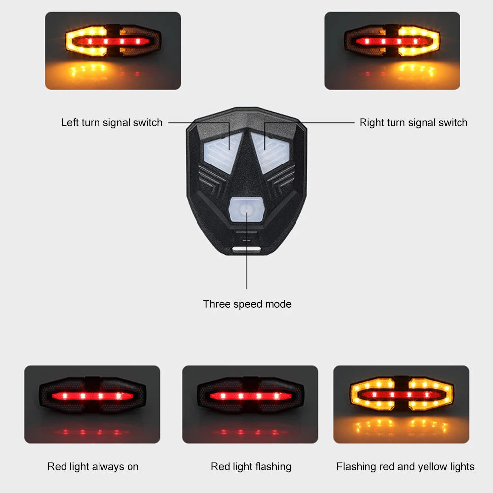 Rechargeable Bike Tail Light with Turn Signals & Wireless Remote