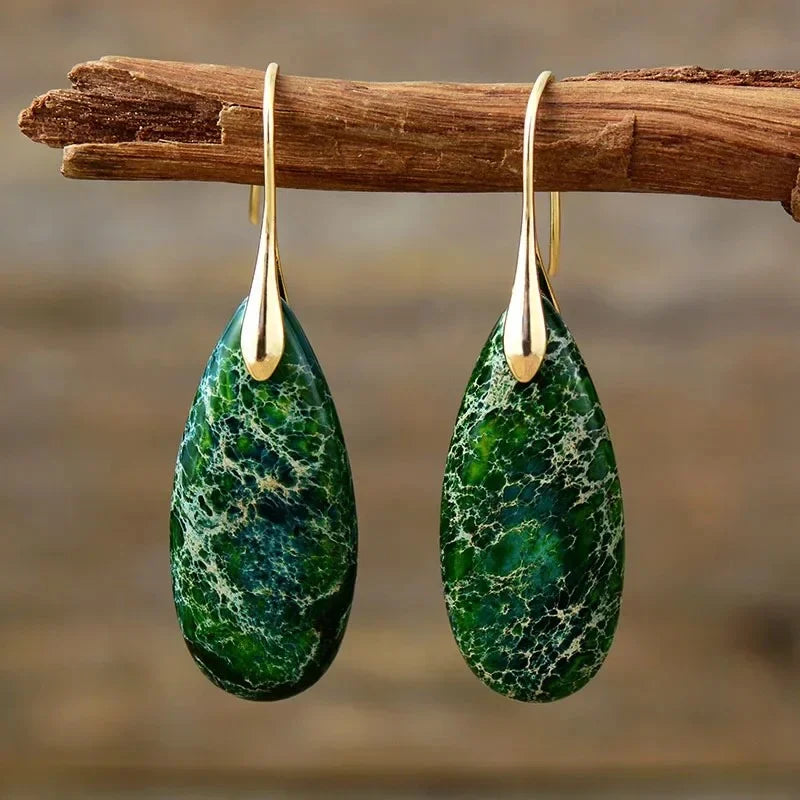 Bohemian Natural Stone Geometric Drop Earrings