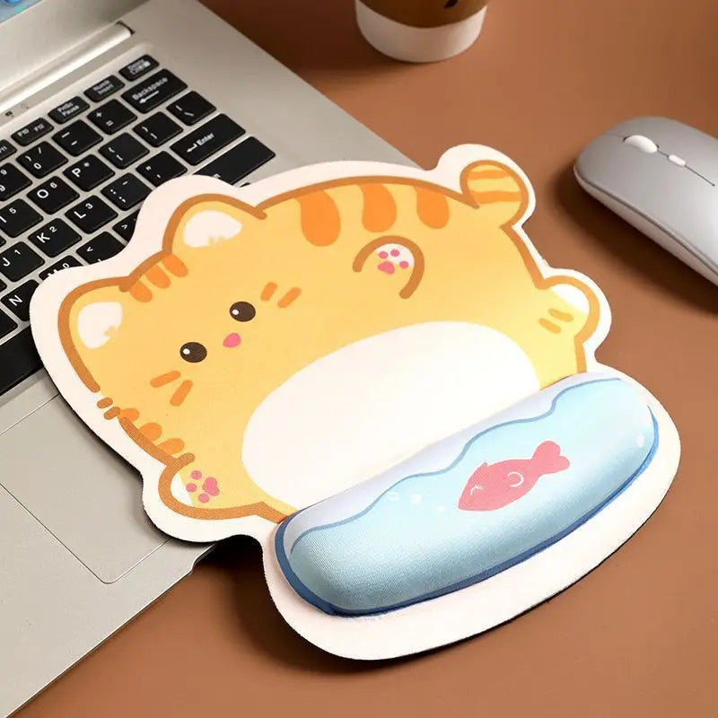 Cute Cartoon Corgi and Cat Mouse Pad with Memory Foam Wrist Rest