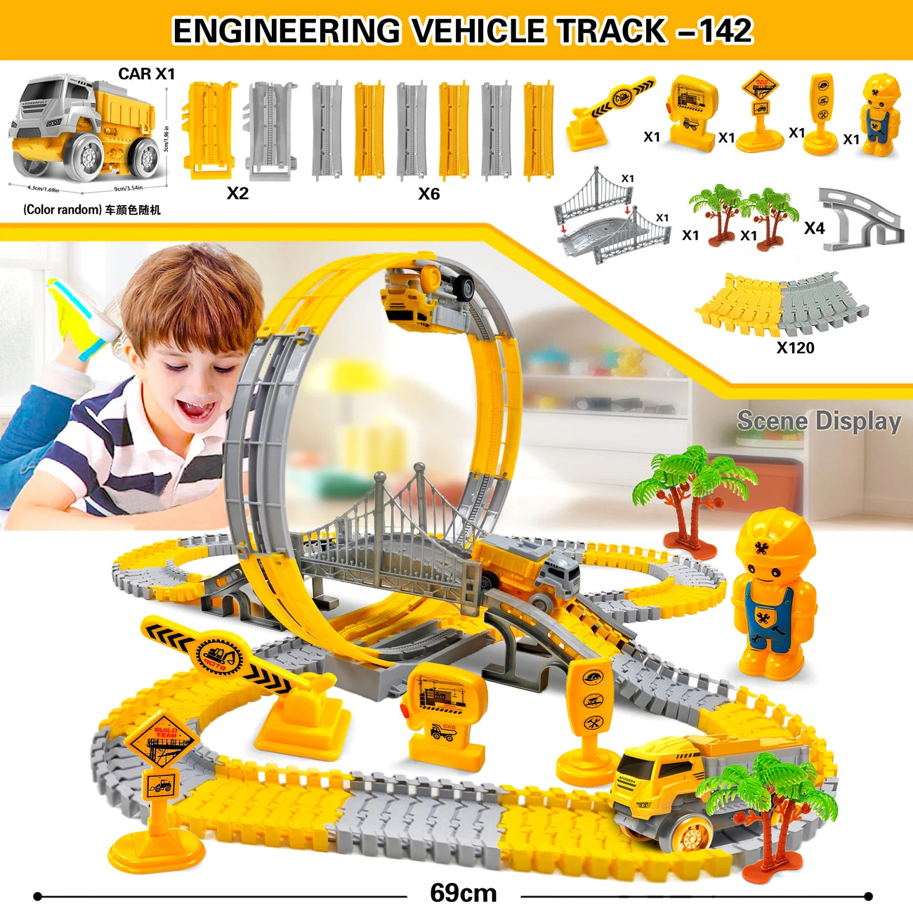 Magic Climbing Track Engineering Car Set - Educational Train Toy