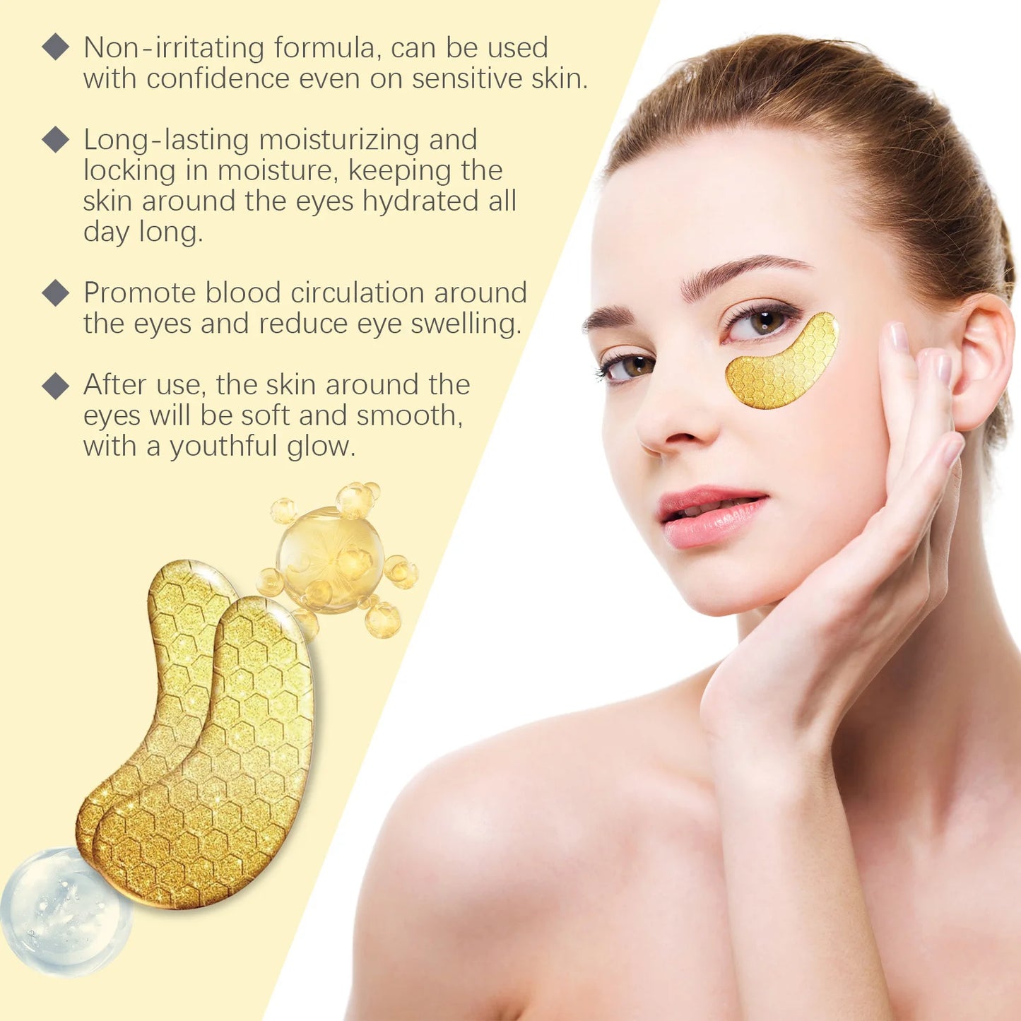 24K Gold Under Eye Patches with Retinol and Collagen for Puffiness Care