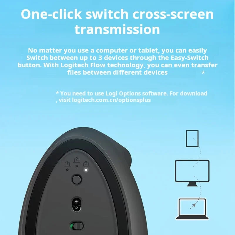 Logitech Lift Vertical Bluetooth Mouse with 4000 DPI and 3-Device Switching