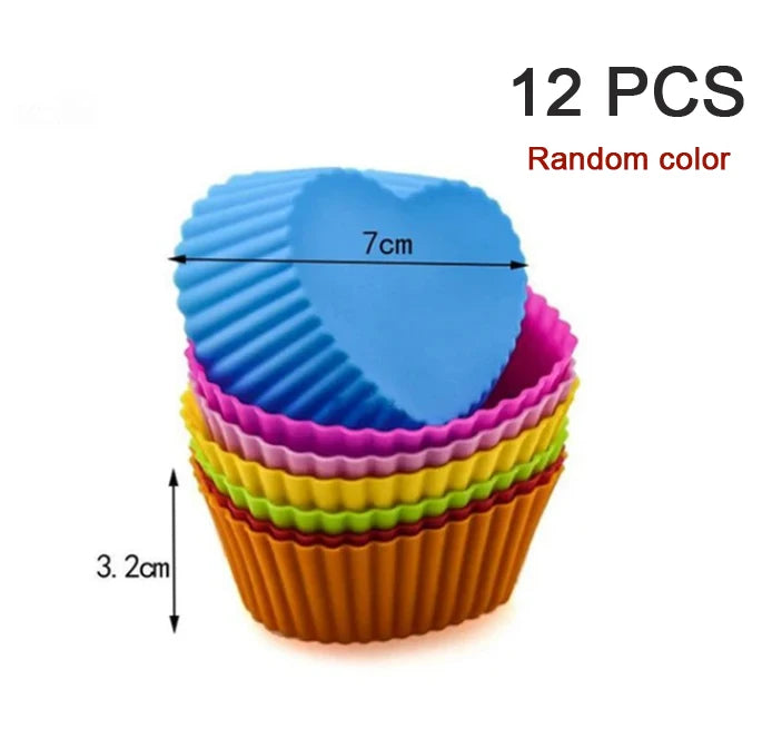 12-Piece Reusable Silicone Cupcake Mold Set for Muffins and Desserts